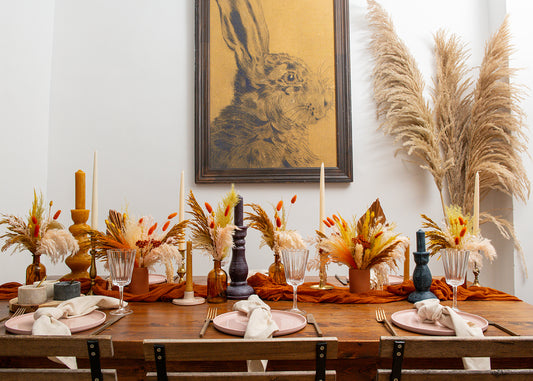 Fall Home Decor Dinning Table Dried Flowers 