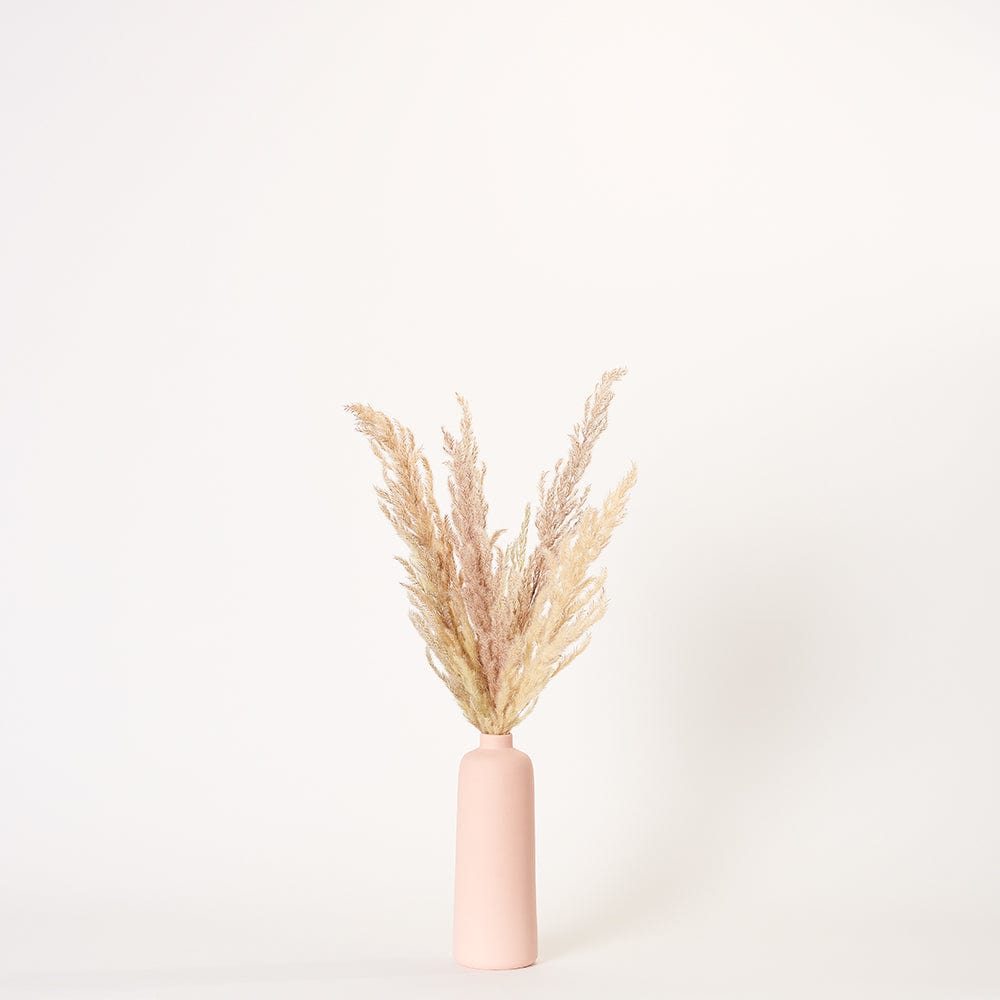 Natural Pampas - Medium | Pink Porcelain Vase | Forever Florals by East Olivia | Dried Flower Arrangements