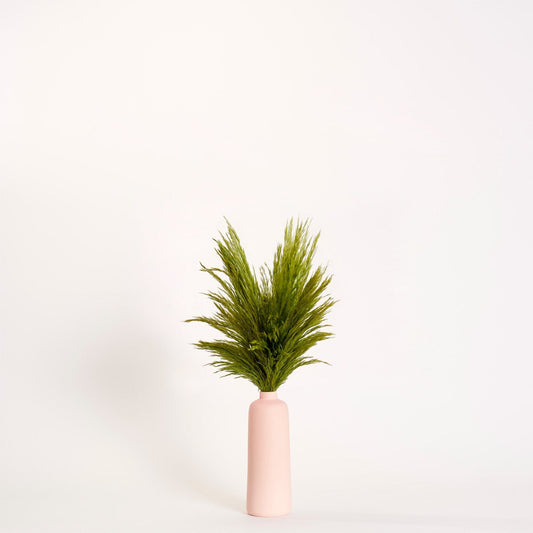 Green Pampas - Medium | Pink Porcelain Vase